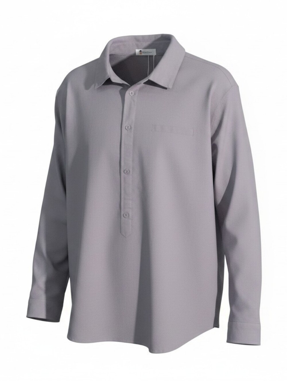 Beotyshow Men's Stretch Grey Button-Up Shirt Long Sleeves Men XX-Large Boxy Chef